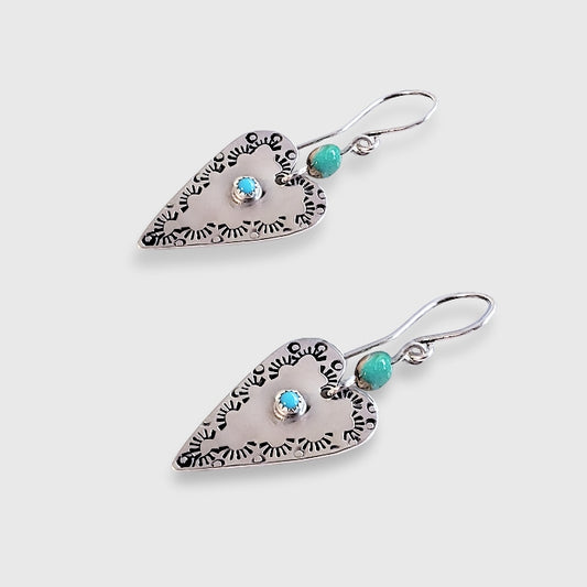 Double turquoise heart earrings