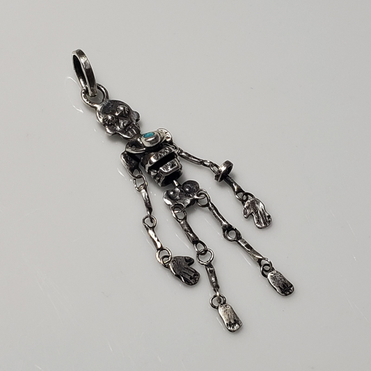 Little scrappy articulated skeleton pendant necklace