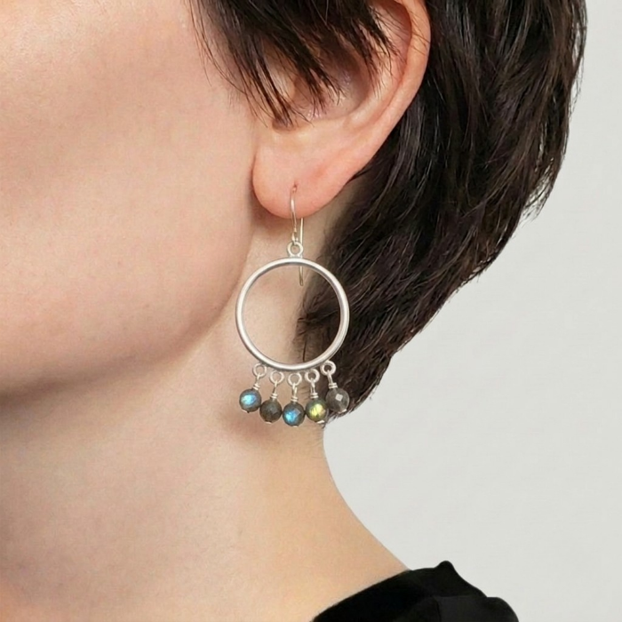 Labradorite hoop earrings