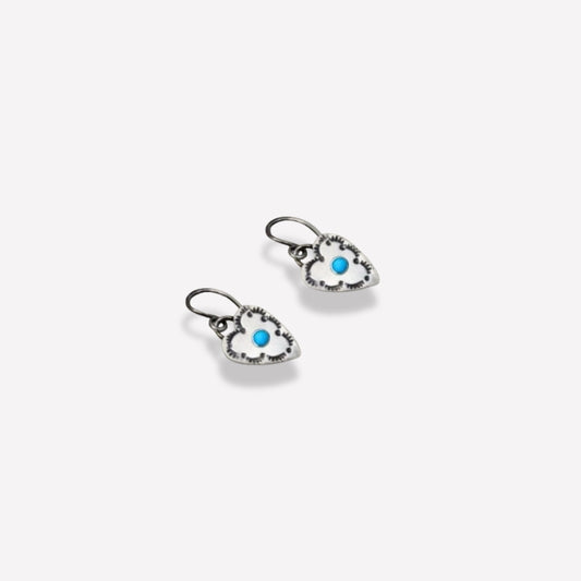 Sterling silver heart earrings with turquoise