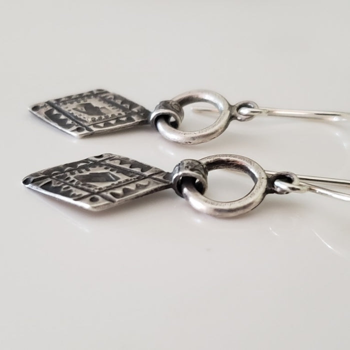 Rustic diamond drop earrings