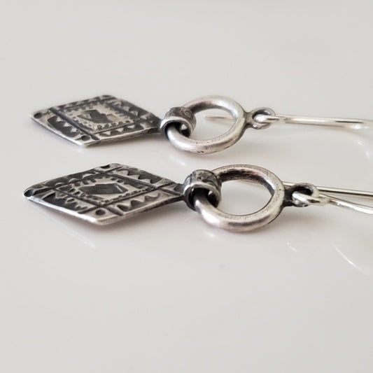 Rustic diamond drop earrings