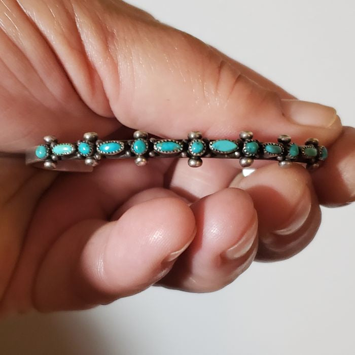 Slim silver and turquoise bracelet