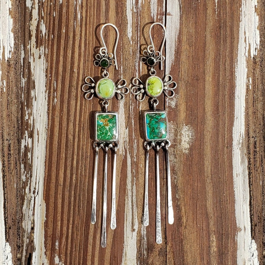 Long silver dangle earrings