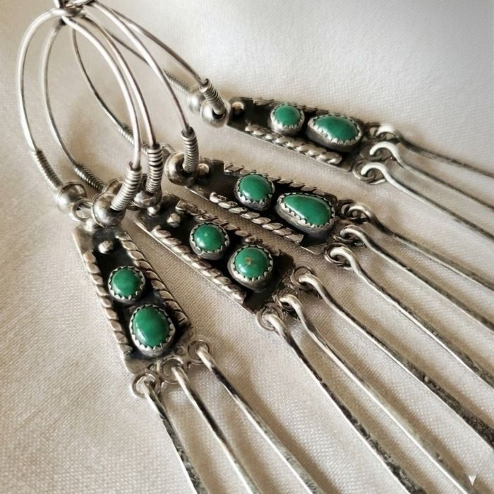 Long hoop and dangle earrings