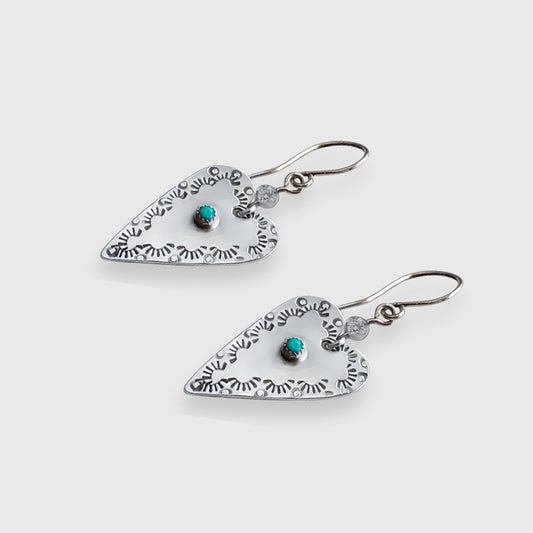 Love turquoise heart earrings