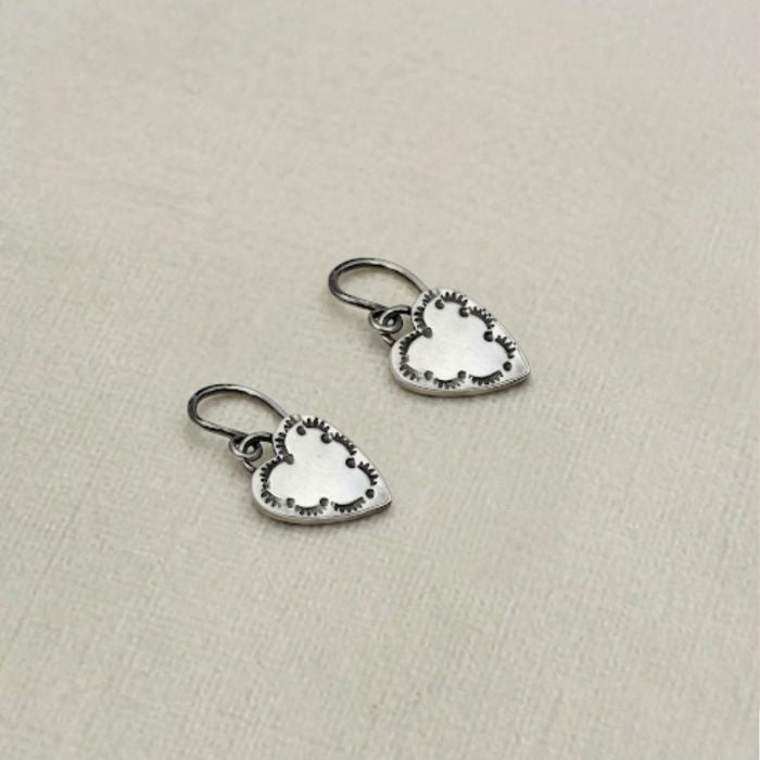 Sterling silver heart earrings with stamping