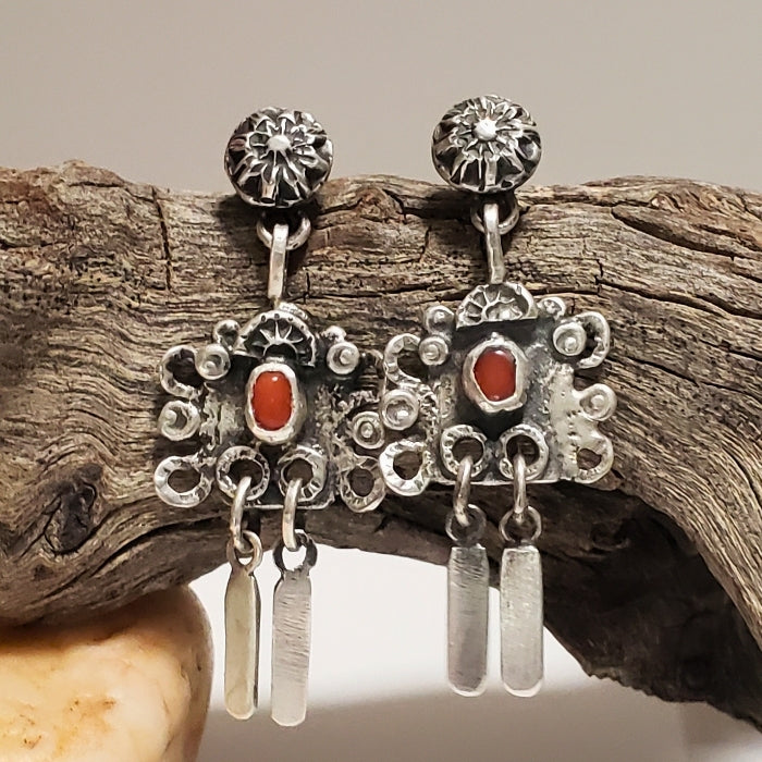 Rustic coral earrings