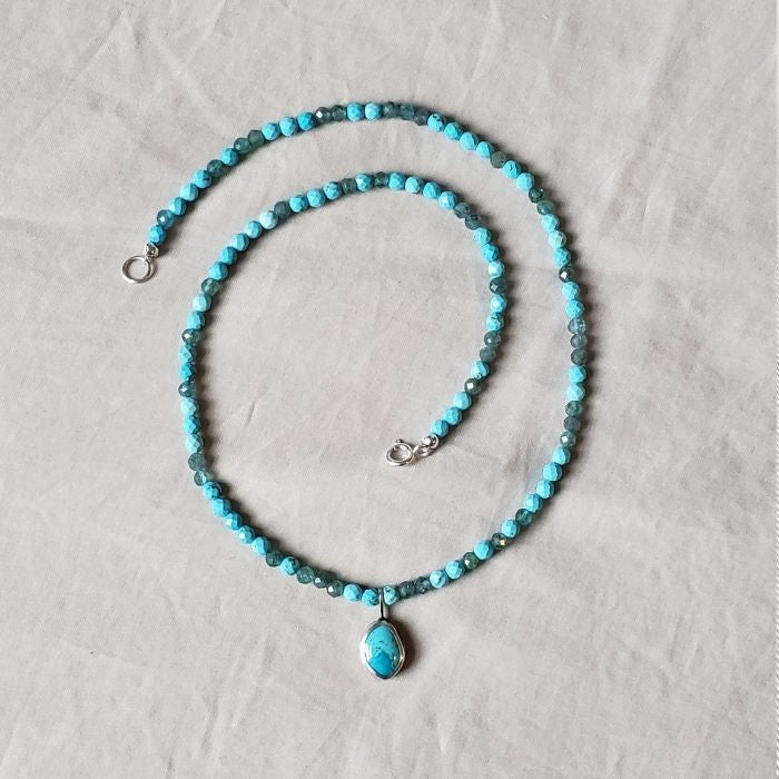 Gemstone necklace with turquoise pendant