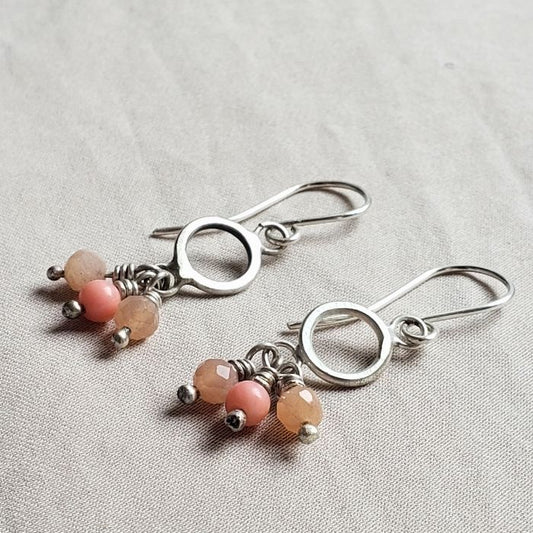 Pink pom pom earrings