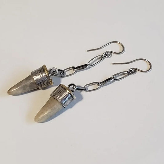 Sterling silver and horn tip earrings 
