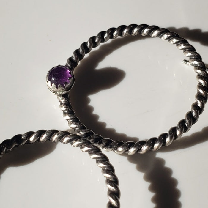 Purple amethyst hoop earrings