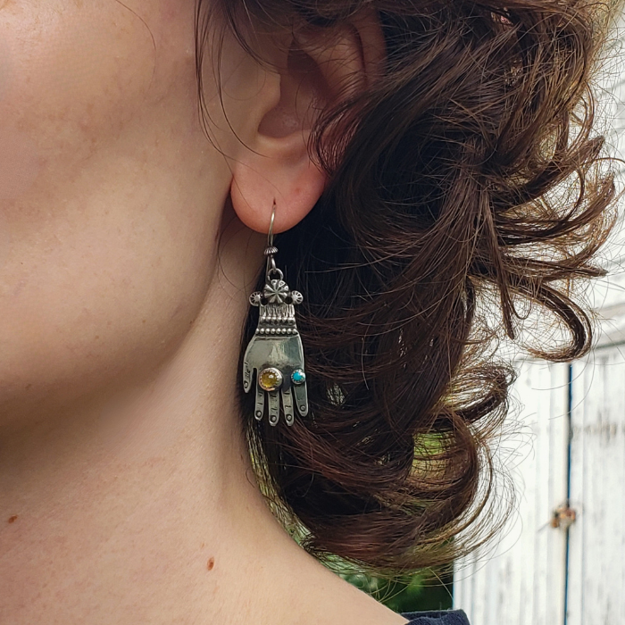Sterling silver hand earrings