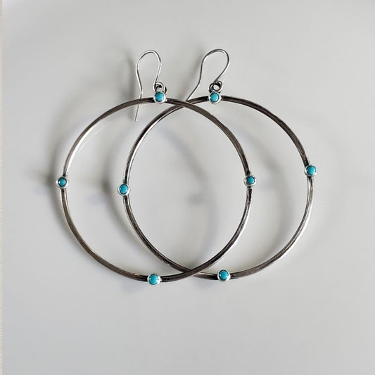 Large turquoise hoop earrings