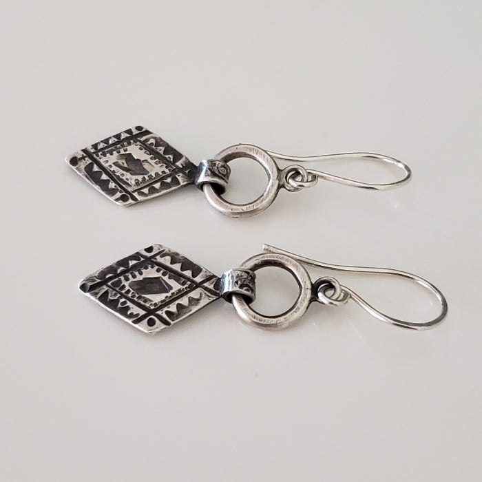 Rustic diamond drop earrings