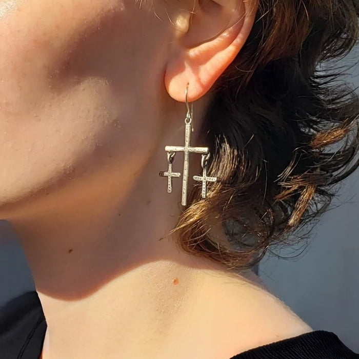 Triple cross earrings