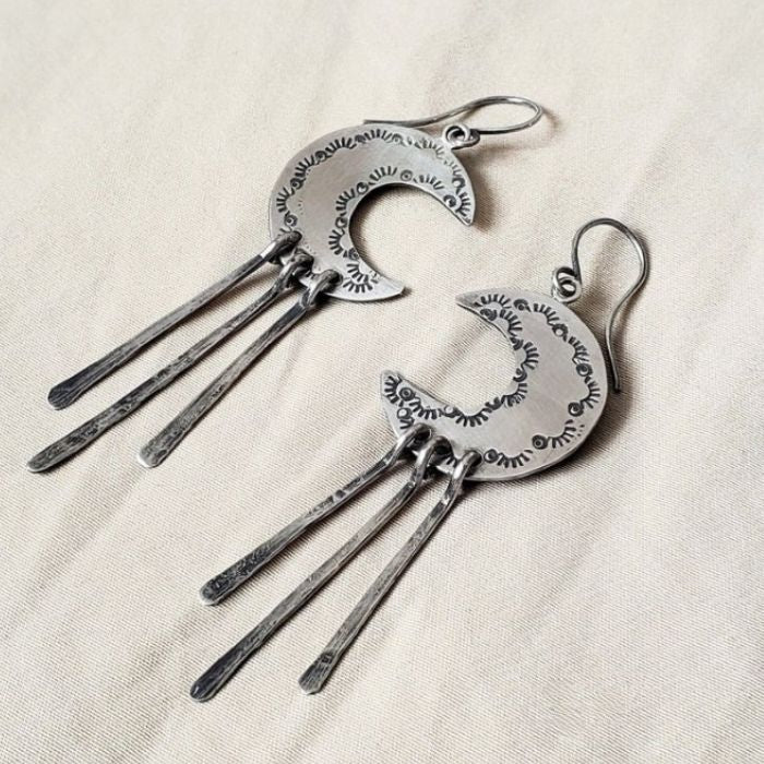 Crescent moon dangle earrings