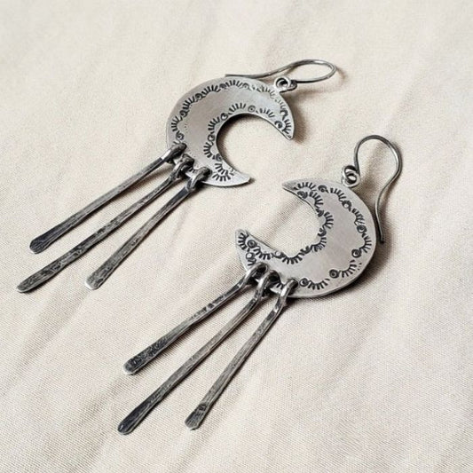 Crescent moon dangle earrings