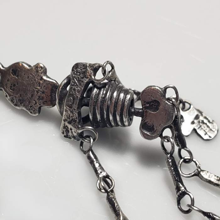 Little scrappy articulated skeleton pendant necklace