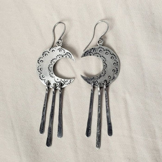 Crescent moon dangle earrings