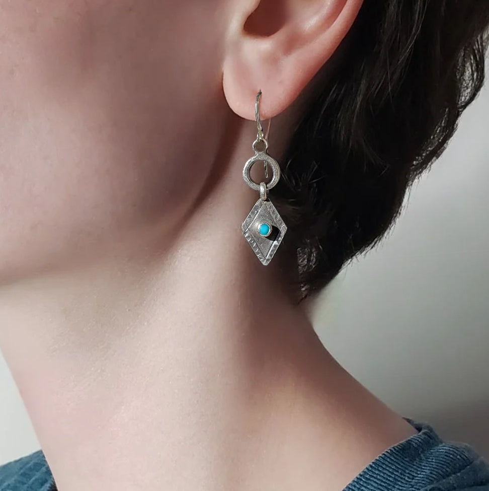 Turquoise diamond drop earrings