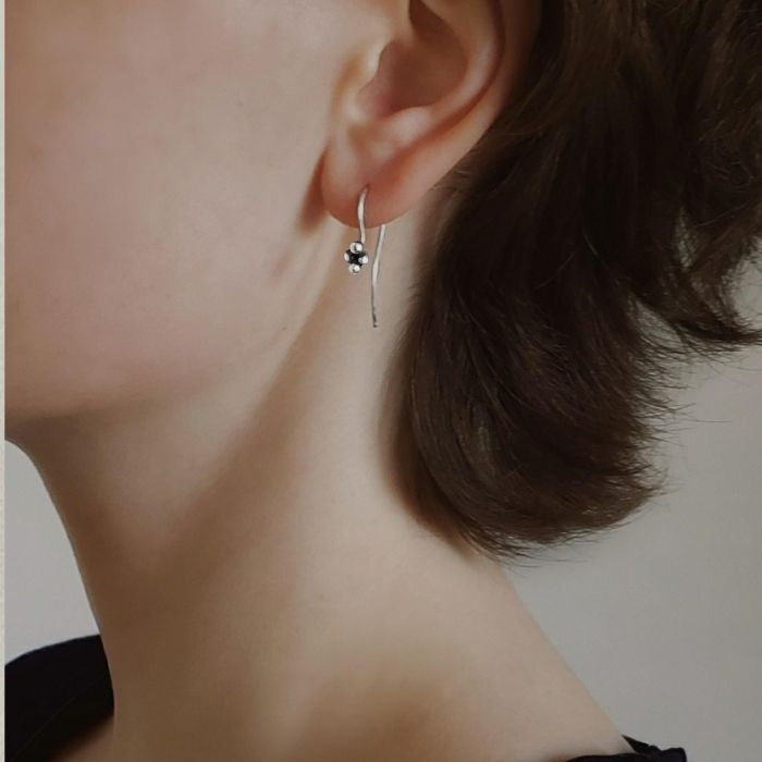 Silver hook earrings with spheres