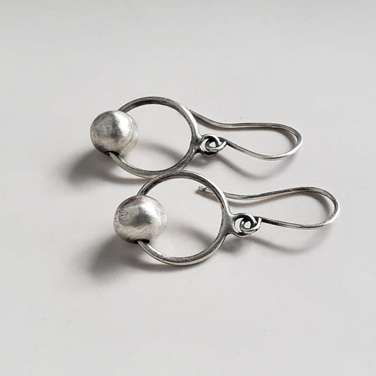 Sterling silver hoop earrings with bead