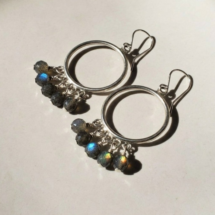 Labradorite hoop earrings