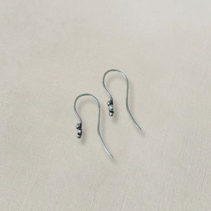 Silver hook earrings with spheres