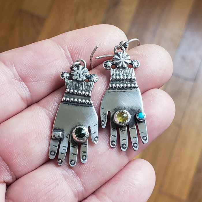 Sterling silver hand earrings
