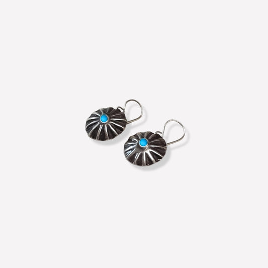 Sterling silver concho earrings with turquoise