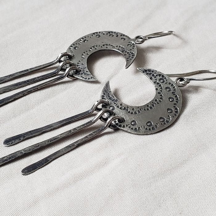 Crescent moon dangle earrings