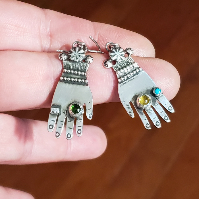 Sterling silver hand earrings