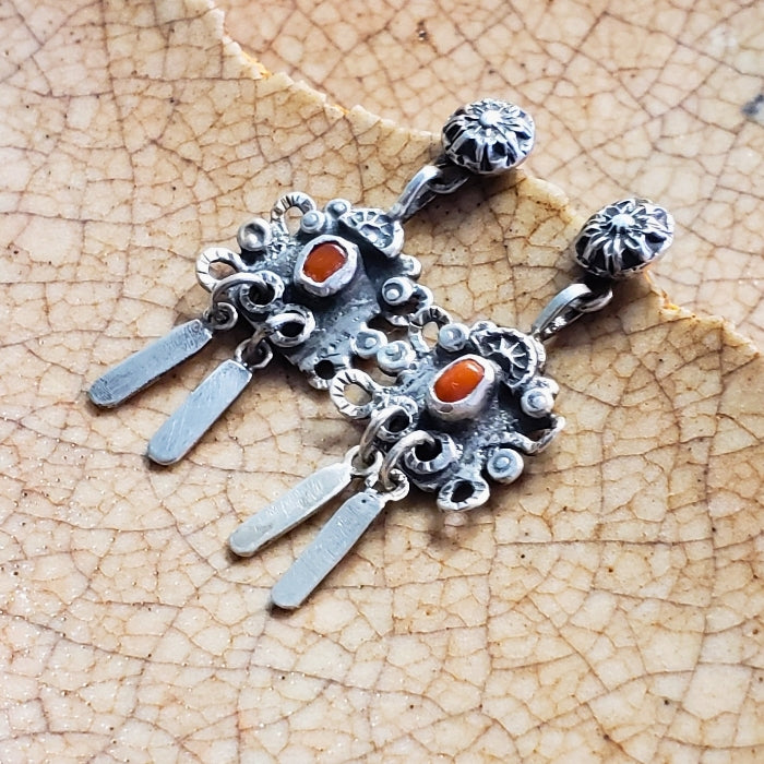 Rustic coral earrings