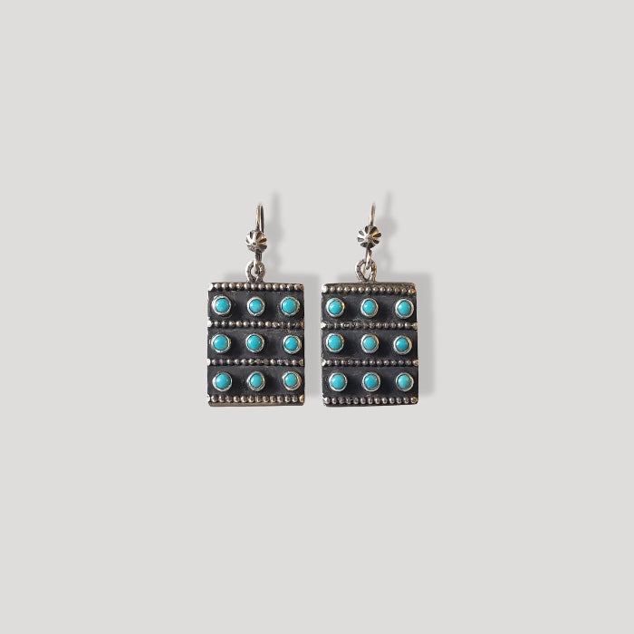 Nine stone grid earrings