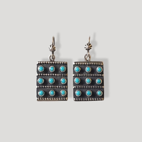 Nine stone grid earrings