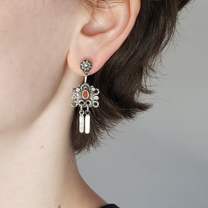 Rustic coral earrings