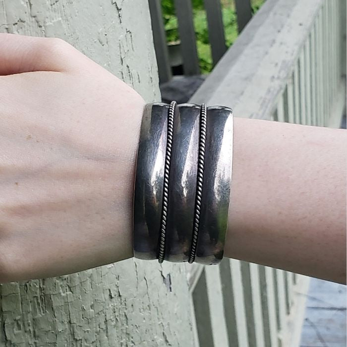 Large southwestern silver cuff bracelet