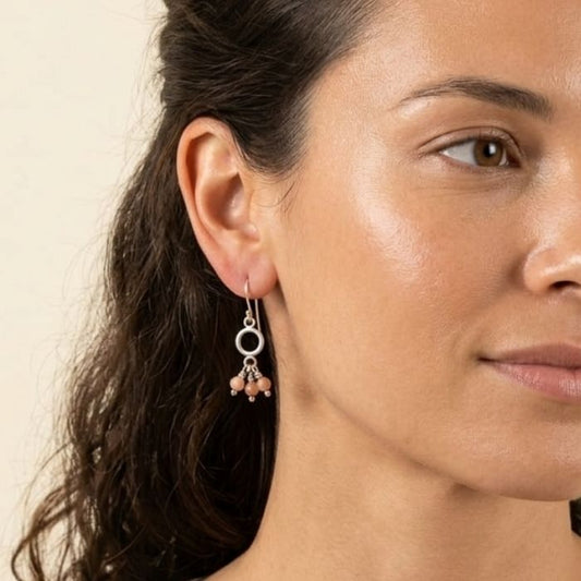 Pink pom pom earrings