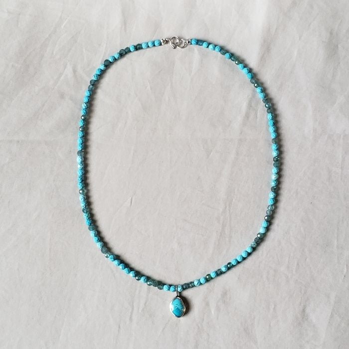 Gemstone necklace with turquoise pendant