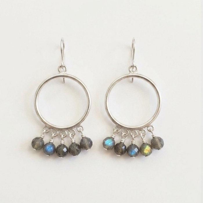 Labradorite hoop earrings
