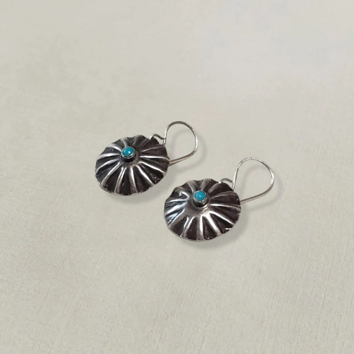 Sterling silver concho earrings with turquoise