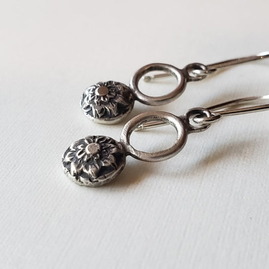 Carved flora earrings
