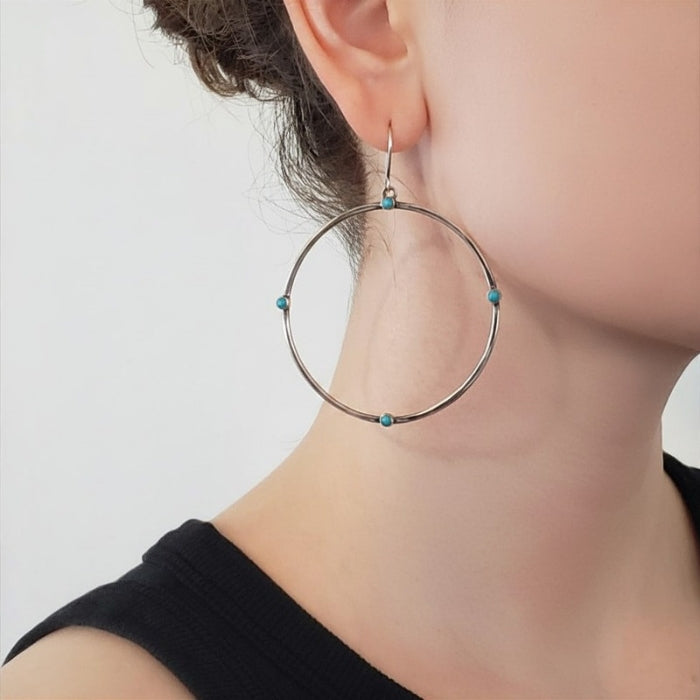 Large turquoise hoop earrings