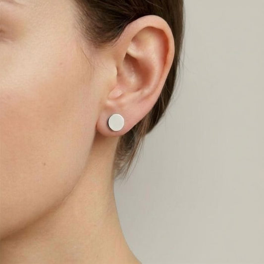 Sterling silver disc pebble earrings