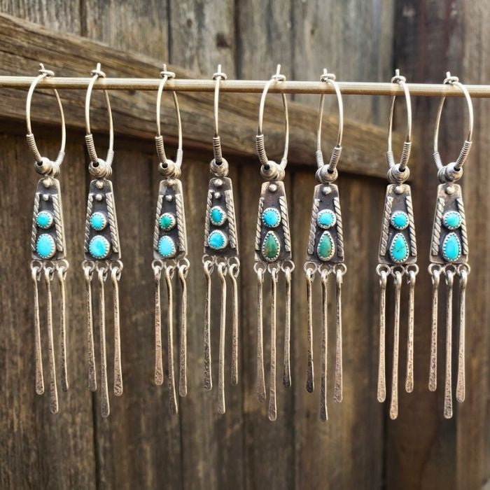 Long hoop and dangle earrings