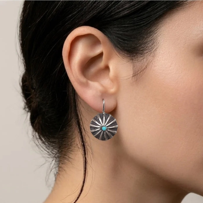 Sterling silver concho earrings with turquoise