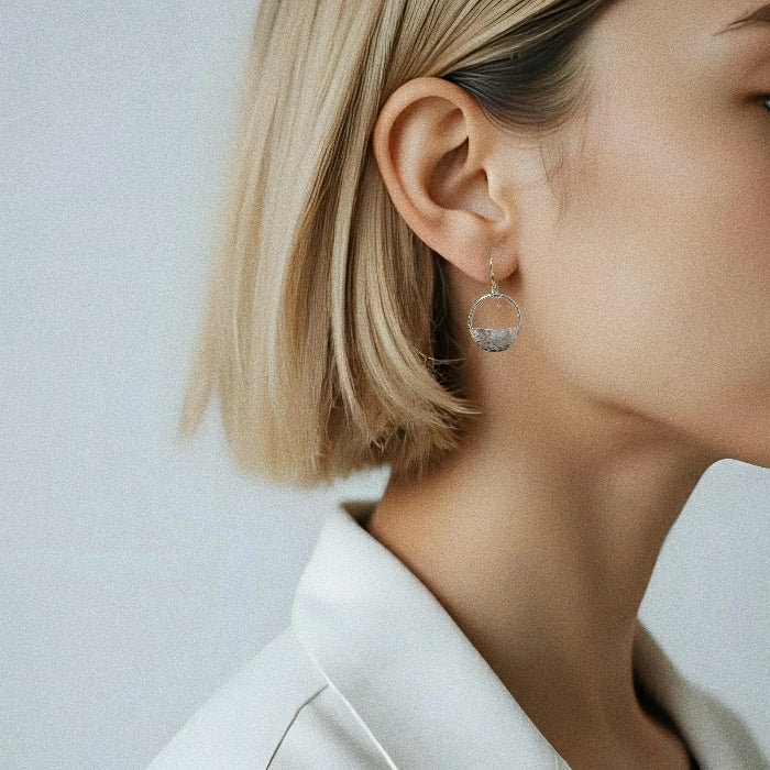 Half disc hoop earrings