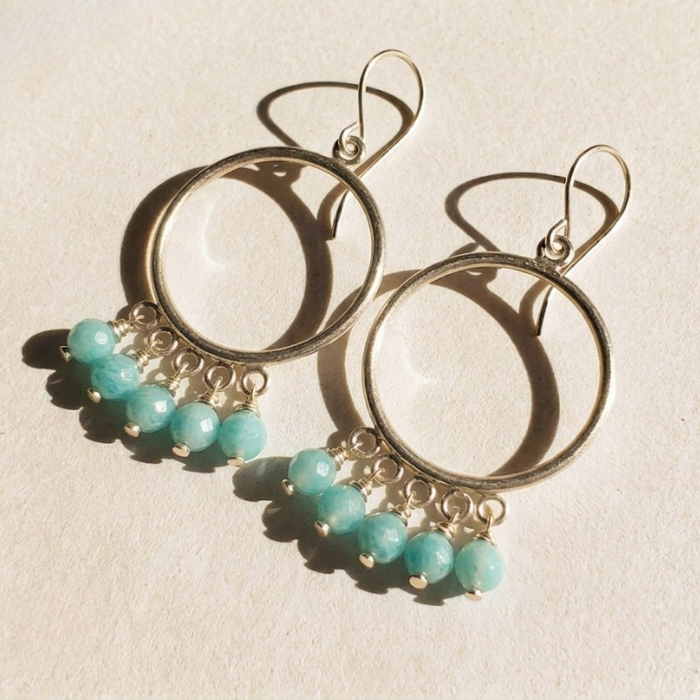 Amazonite hoop earrings