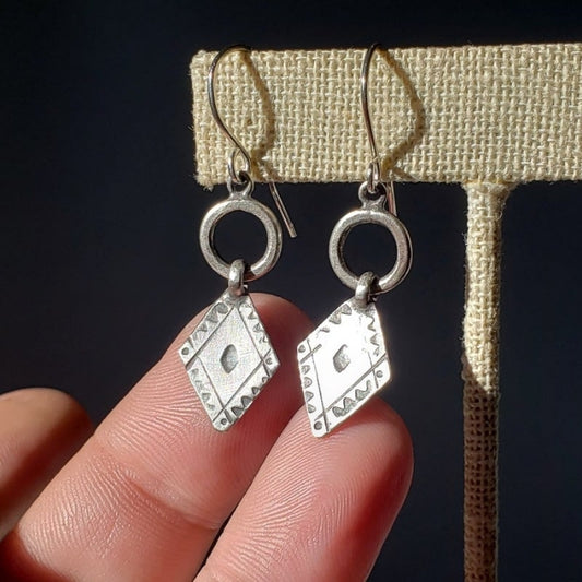 Silver diamond drop earrings